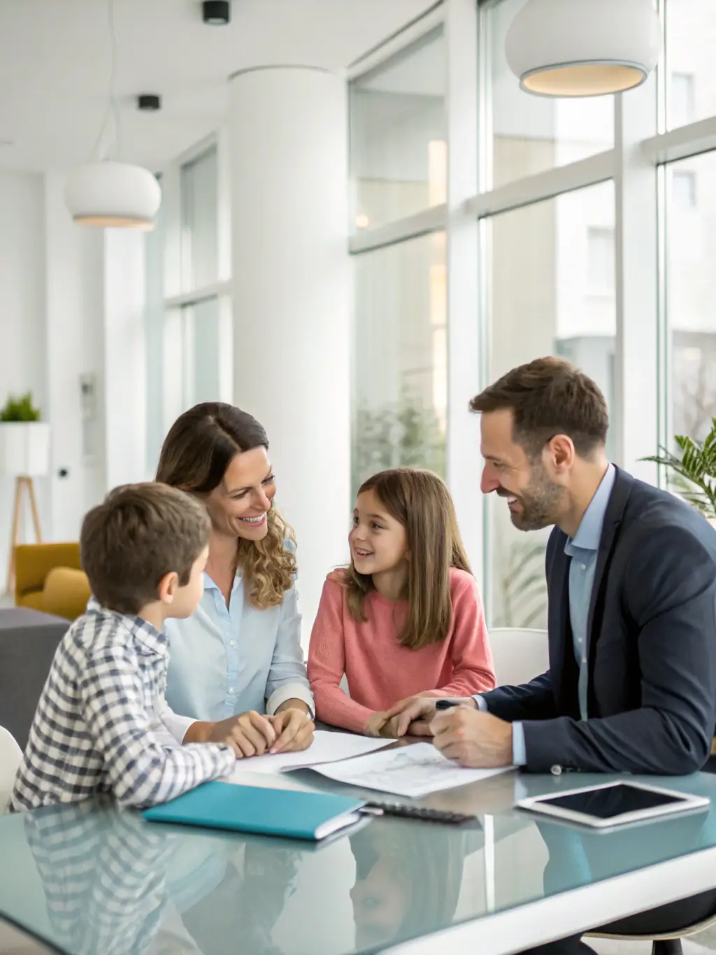 A family discussing their insurance options with a knowledgeable advisor.